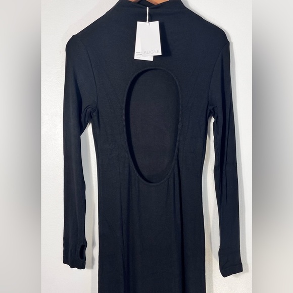 New Aligne.Co Gemma Black ribbed maxi dress circle open back form fitting - Picture 11 of 13